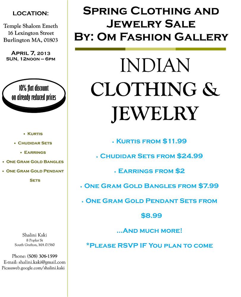 Om Fashion Gallery: Showcasing Spring Clothing And Jewelry Sale