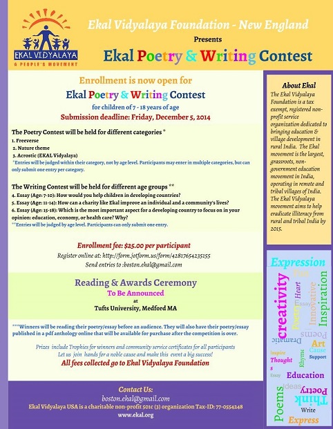 Ekal Invites Entries For Writing And Poetry Contest