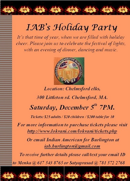 Indian Americans For Burlington Holiday Party