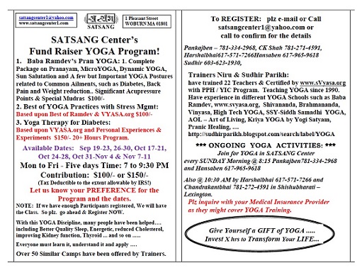 Satsang Center Fundraiser - Yoga Programs