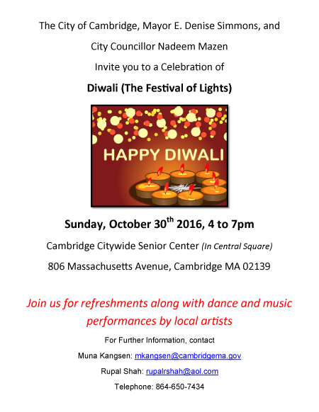 Cambridge City To Hold First Ever Diwali Celebrations