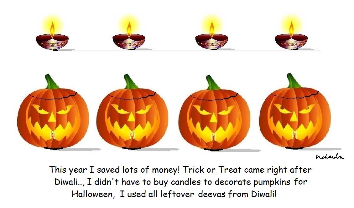 Cartoon:  Diwali And Halloween