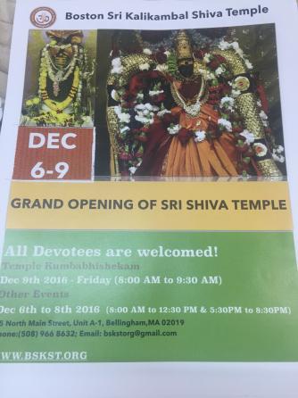 Boston Sri Kalikambal Shiva Temple Opening