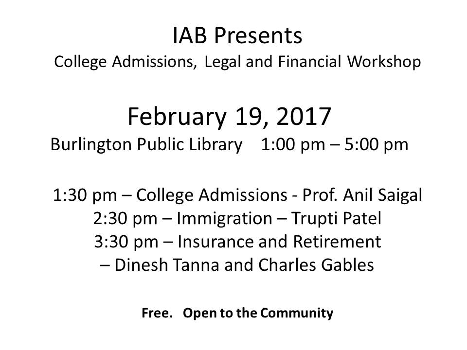 IAB College Admissions, Immigration And Financial Workshops