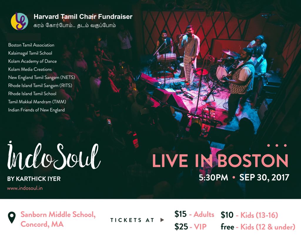 Harvard Tamil Chair - New England - Indosoul - Karthick Iyer Live At Boston