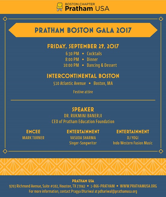 Help Eradicate Illiteracy And Poverty At Pratham Boston’s Annual Fundraising Gala