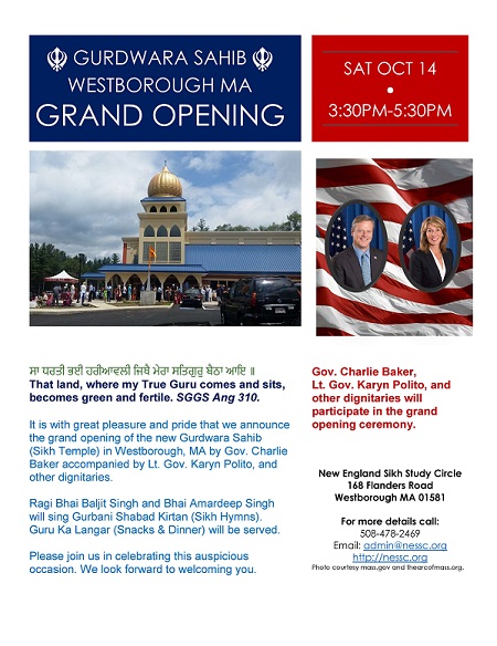 Grand Opening Of New Gurdwara Sahib/Sikh Temple In Westborough