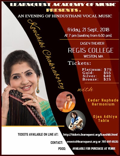 Star Hindustani Vocalist Kaushiki Chakraborty To  Perform At Regis College