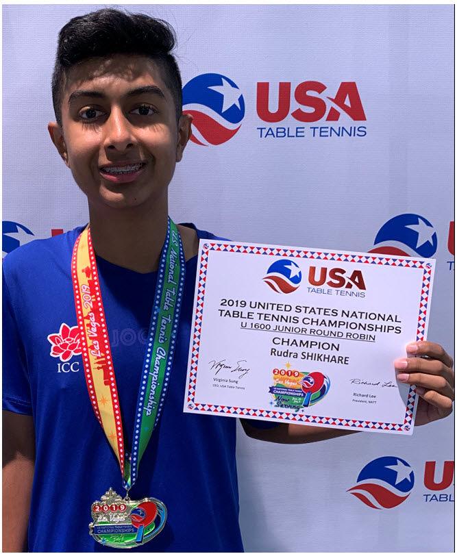Rudra Shikhare Wins Gold At 2019 U.S. National Table Tennis Championships 