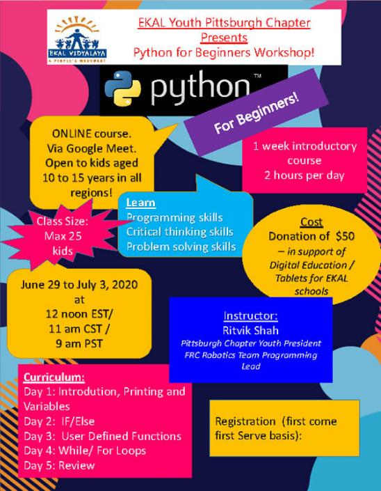 Ekal Presents Python For Beginners Workshop