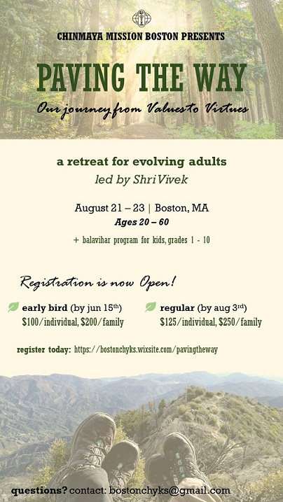Chinmaya Mission Boston - Paving The Way & Other Online Events In August