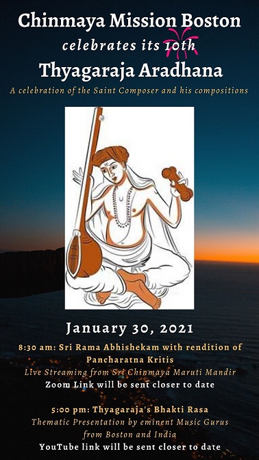 Chinmaya Mission Boston Hosts Thyaragaraja Aradhana Online Event