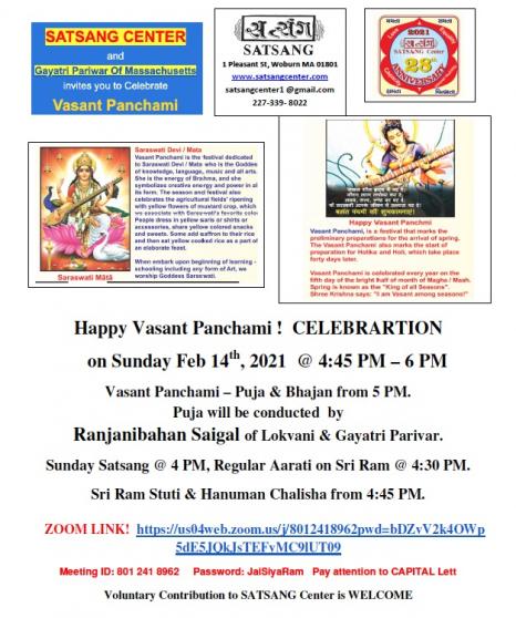 Vasant Panchami Celebration At Satsang Center