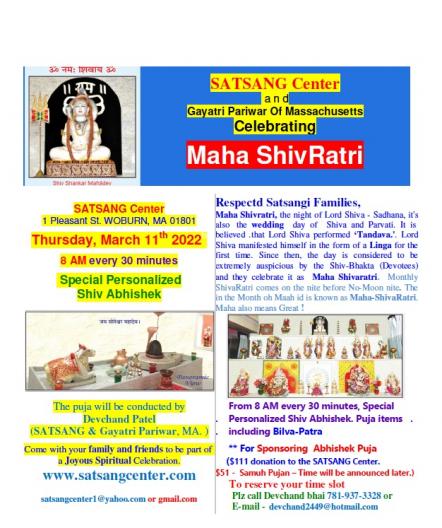 Maha Shivaratri At Satsang Center