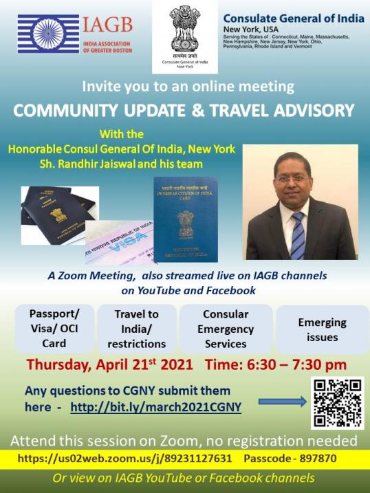  IAGB And ICNY Present﻿ Community Advisory & Travel Update