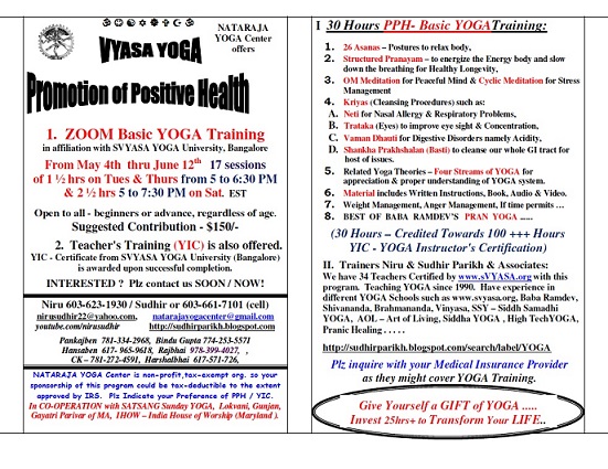 Promotion Of Positive Health - Yoga Teachers Training