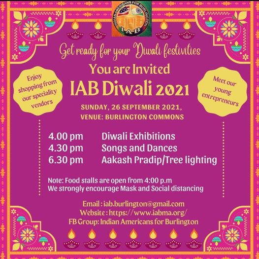 IAB Diwali 2021 Celebration At The Burlington Town Common