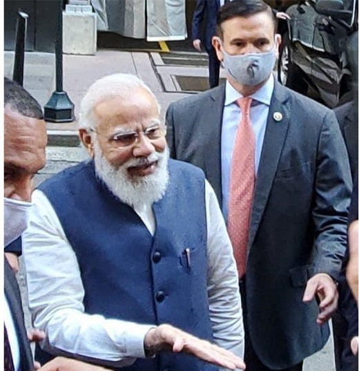 Indian-Americans Greet PM Modi Outside Hotel In New York