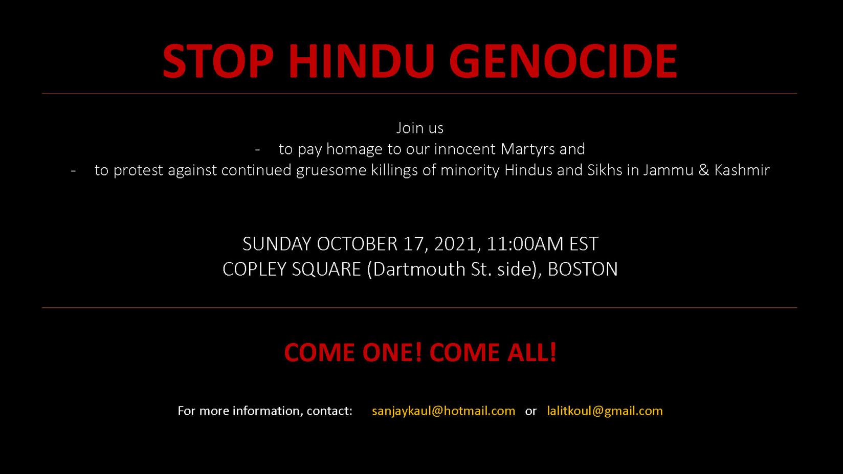 The Killings Of Kashmiri Hindus & Sikhs: Peaceful Protest Demonstration 