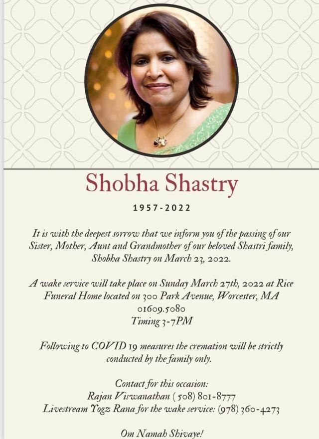 Obituary: Shobha Shastry