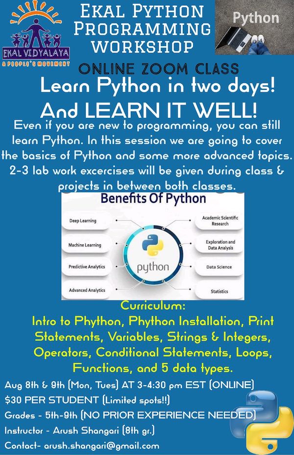 Ekal Python Programming Workshop