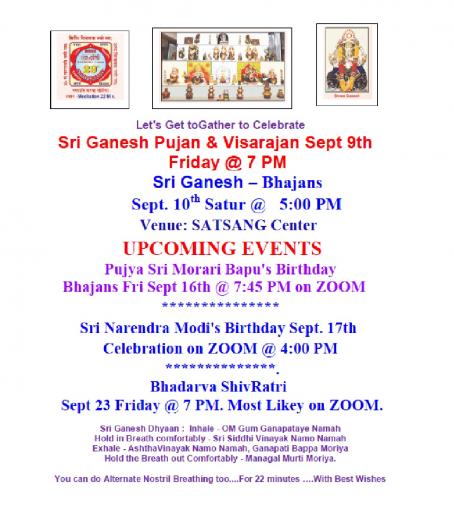 Satsang Center: Upcoming Events