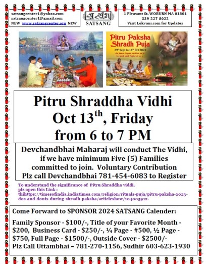 Satsang Center: Pitru Shraddha Vidhi And NavRatri