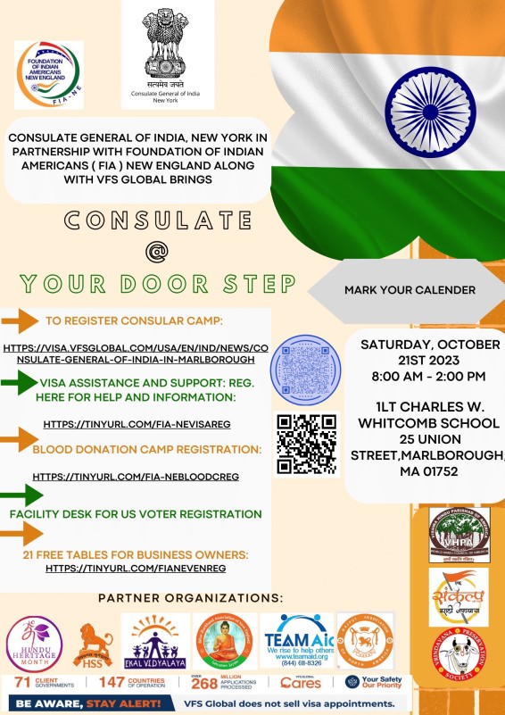 FIA-New England's Vibrant Community Event: Indian Consular Visa Camp, Blood Donation Drive, And Voter Registration