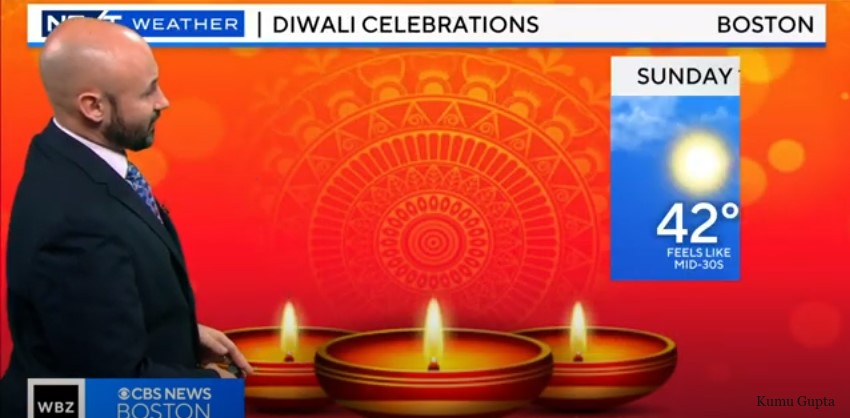 Diwali Diya Shown On WBZ CBS Boston For Diwali