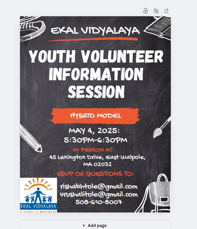Ekal Youth Volunteer Information Session