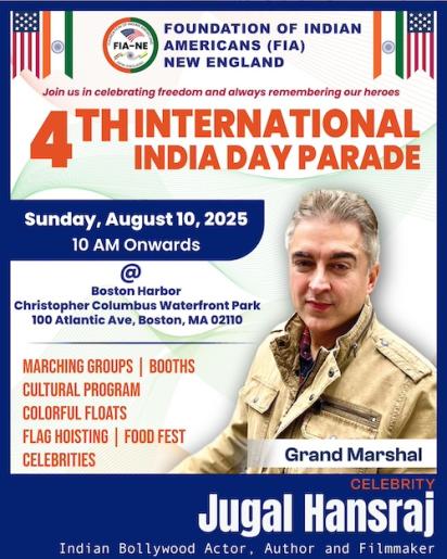 Bollywood Star Jugal Hansraj To Serve As Grand Marshal At Boston’s 4th International India Day Parade