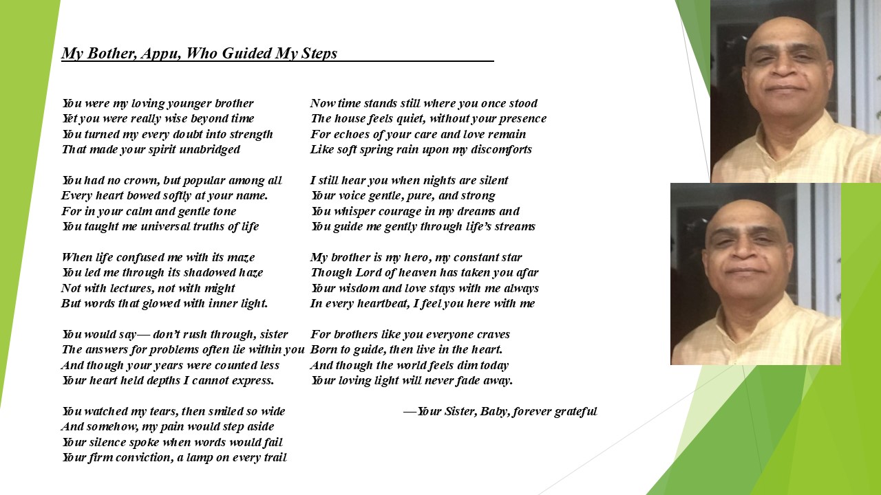 My Bother, Appu, Who Guided My Steps