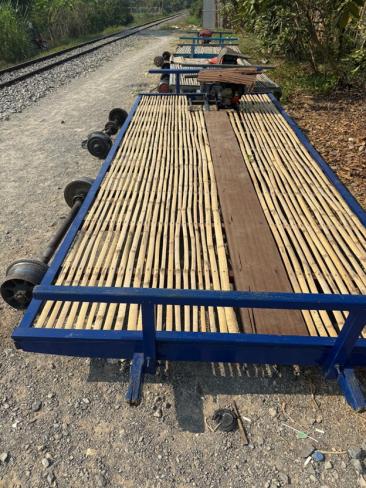 Cambodian Juggad -  Chickens And Bamboo Train