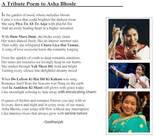 Poem: A Tribute To Asha Bhosle